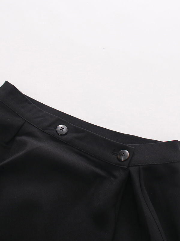 TWOTWINSTYLE High Waist Pleated Patchwork Button Vintage Skirt