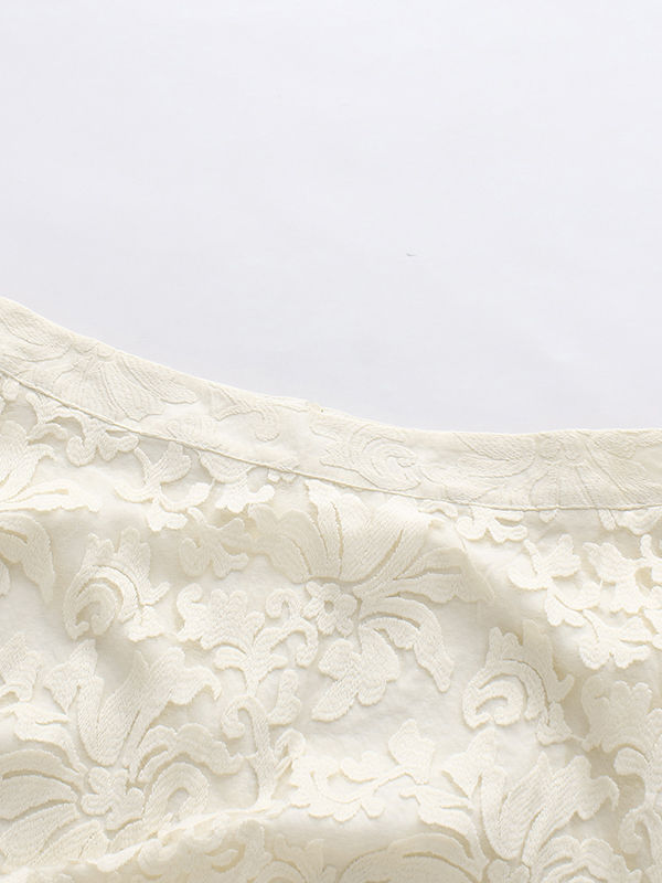 TWOTWINSTYLE Round Neck Spliced Pearl Top Patchwork Pattern Skirt Two Piece Set