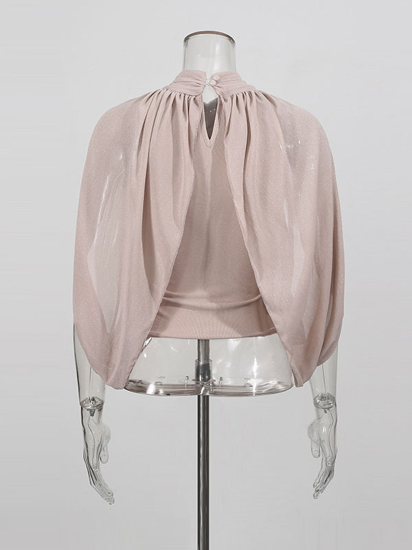 TWOTWINSTYLE Stand Collar Cross Hanging Folds Chic Shirt