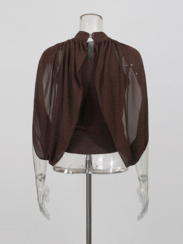 TWOTWINSTYLE Stand Collar Cross Hanging Folds Chic Shirt