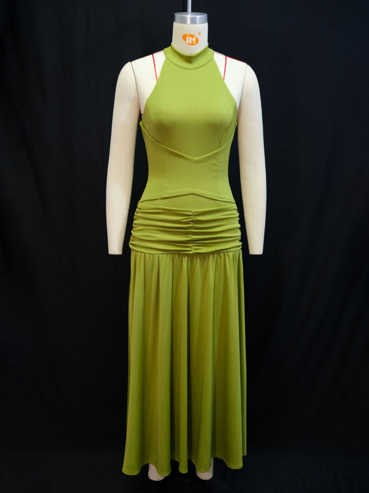 TWOTWINSTYLE Off Shoulder Tunic Pleated Vintage Dress