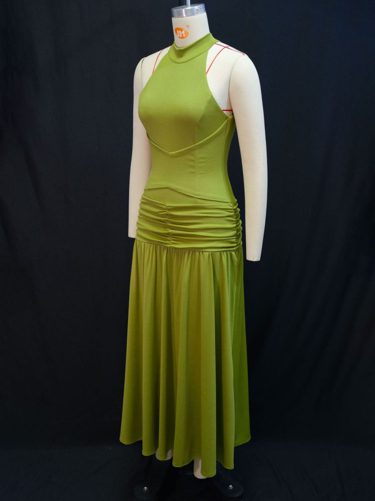 TWOTWINSTYLE Off Shoulder Tunic Pleated Vintage Dress