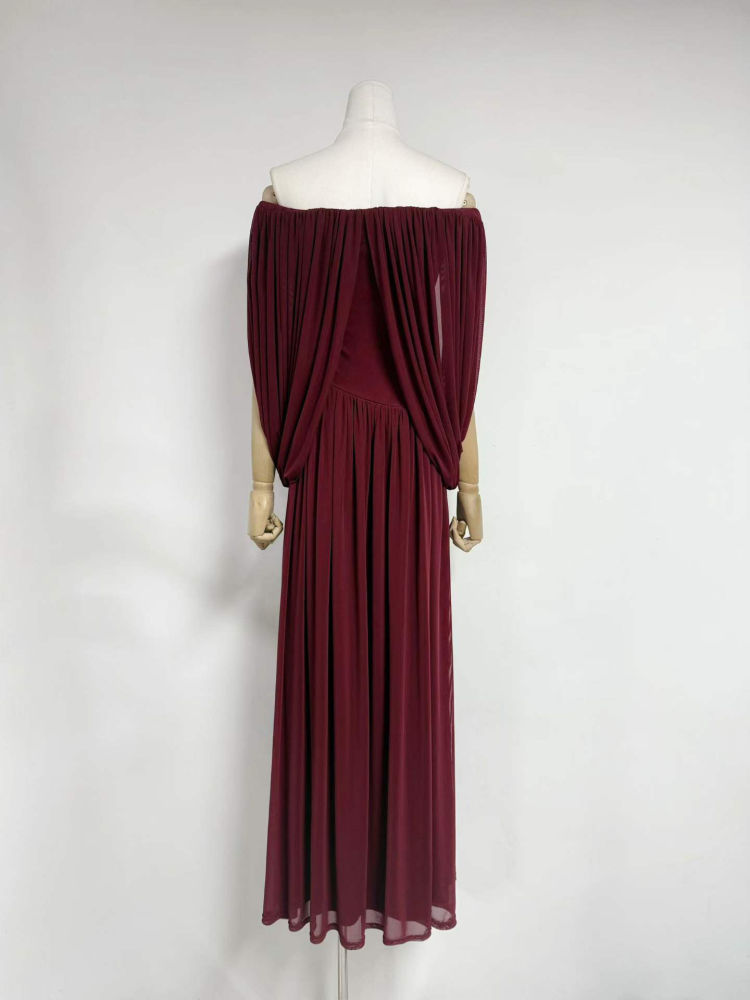 TWOTWINSTYLE Solid Sleeveles Off Shoulder Ruched Designer Dress