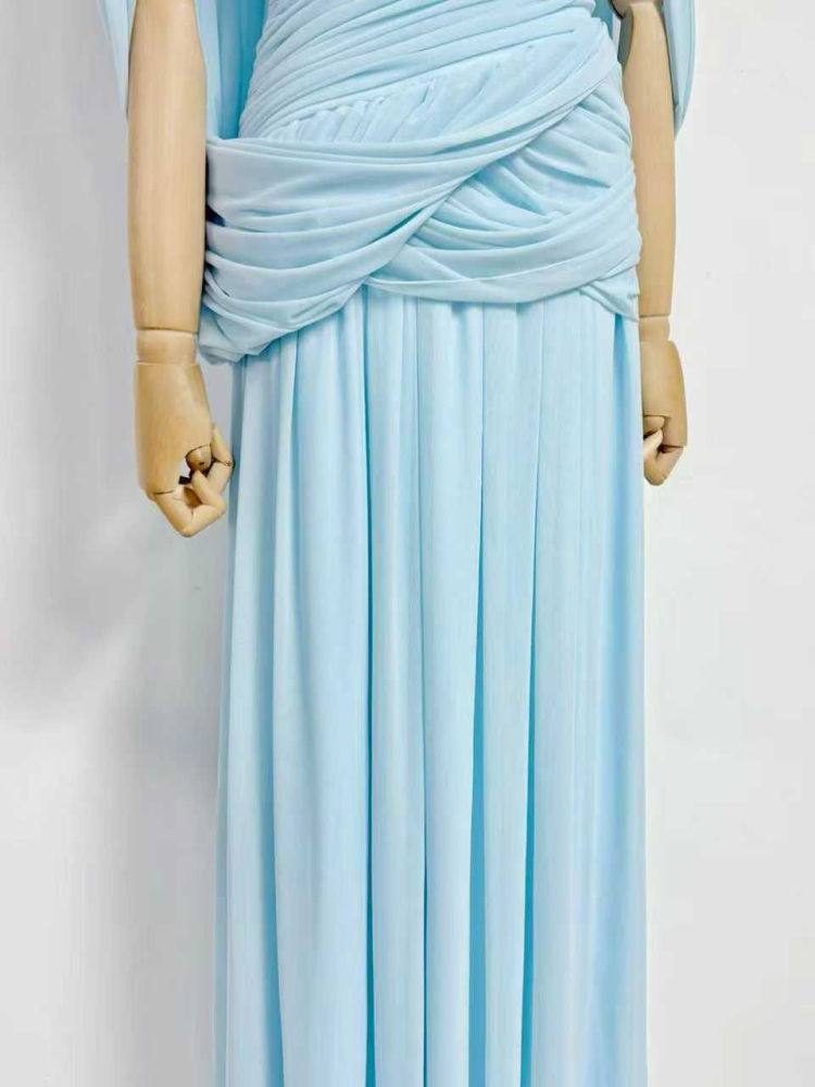 TWOTWINSTYLE Solid Sleeveles Off Shoulder Ruched Designer Dress