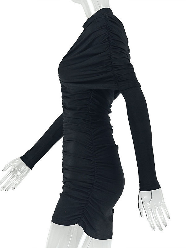 TWOTWINSTYLE Stand Collar Long Sleeve Hollow Out Fashion Dress