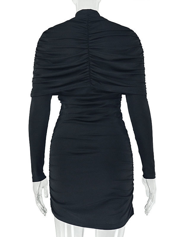 TWOTWINSTYLE Stand Collar Long Sleeve Hollow Out Fashion Dress