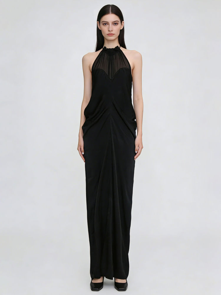 TWOTWINSTYLE Stand Collar Off Shoulder Ruched Vintage Dress