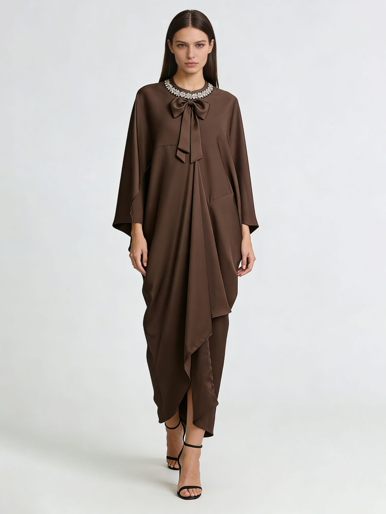 TWOTWINSTYLE V Neck Irregular Hem Patchwork Diamond Vintage Dress
