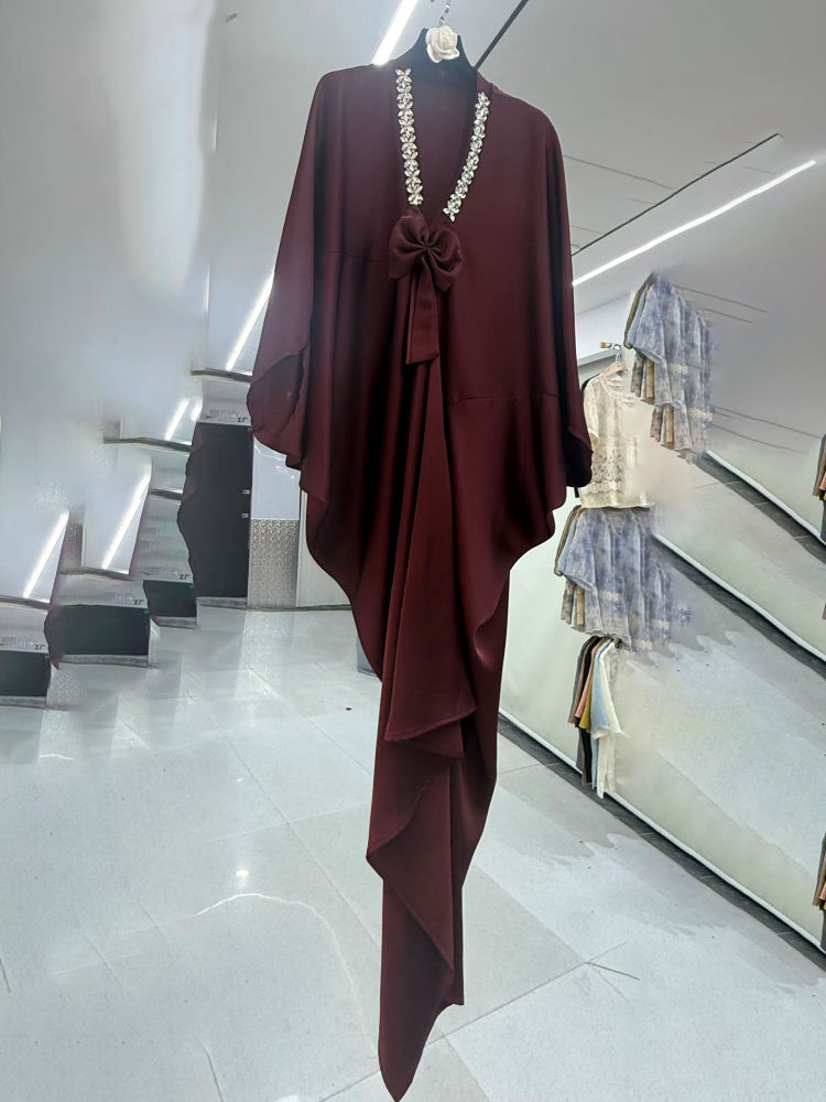 TWOTWINSTYLE V Neck Irregular Hem Patchwork Diamond Vintage Dress