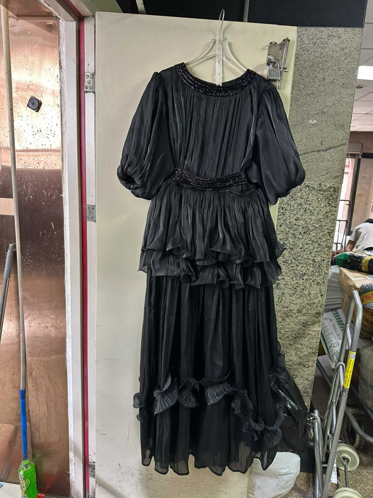 TWOTWINSTYLE Round Neck Tunic Patchwork Ruffles Vintage Dress