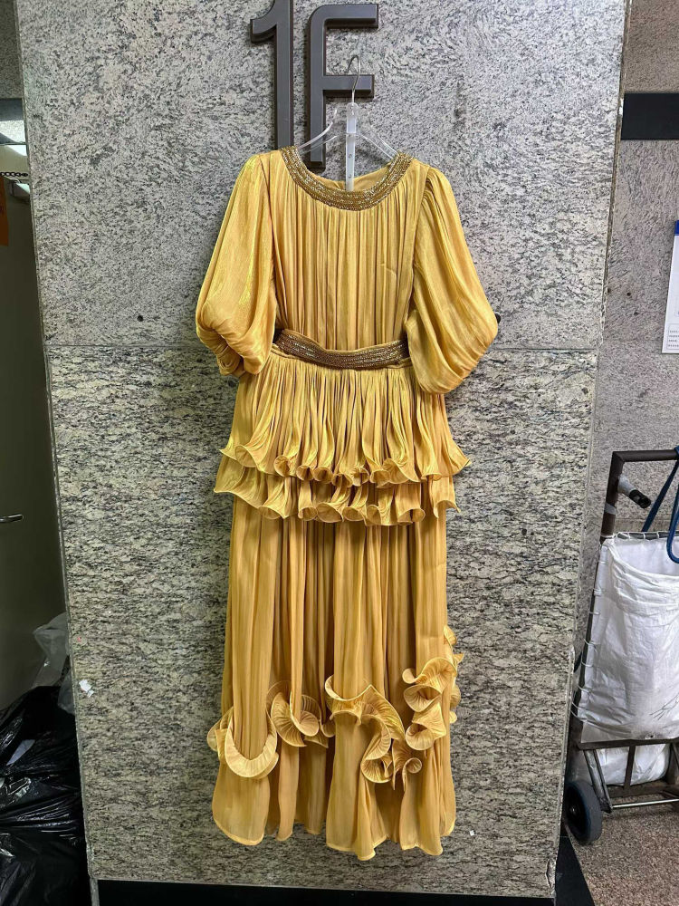 TWOTWINSTYLE Round Neck Tunic Patchwork Ruffles Vintage Dress