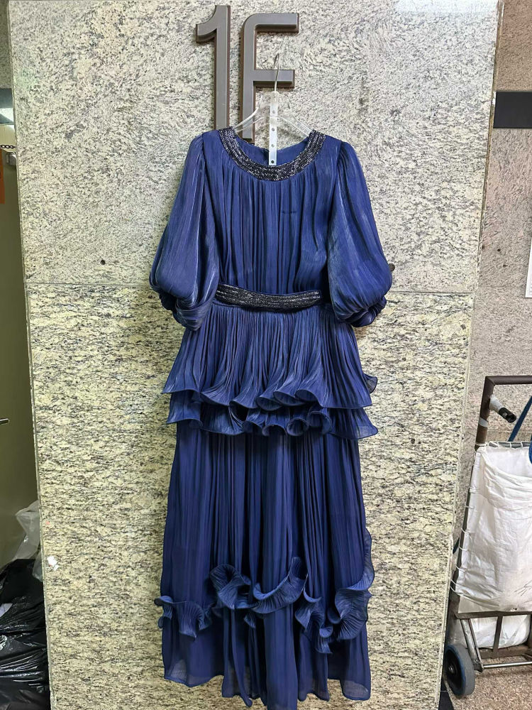 TWOTWINSTYLE Round Neck Tunic Patchwork Ruffles Vintage Dress