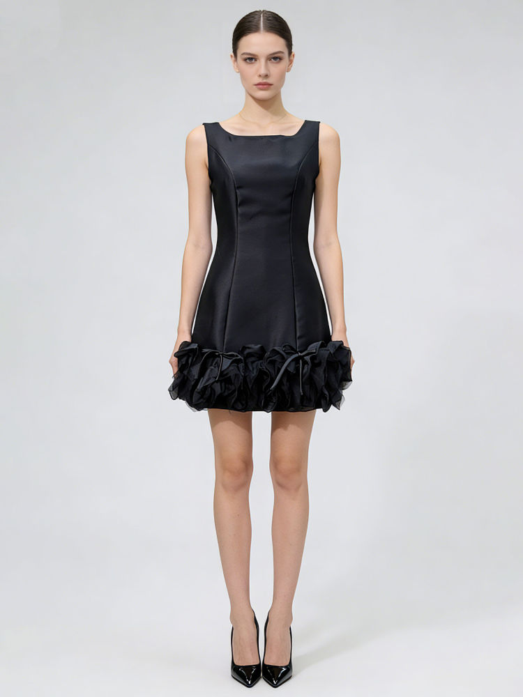 TWOTWINSTYLE Sleeveles Patchwork Mesh High Waist Designer Dress