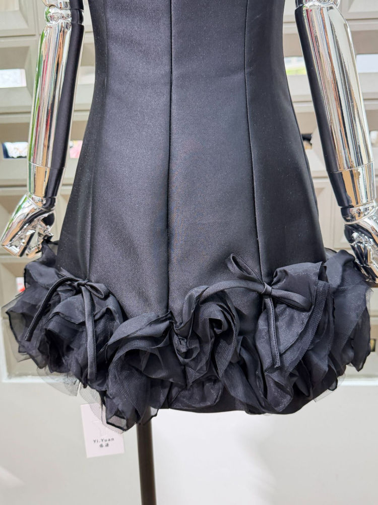 TWOTWINSTYLE Sleeveles Patchwork Mesh High Waist Designer Dress
