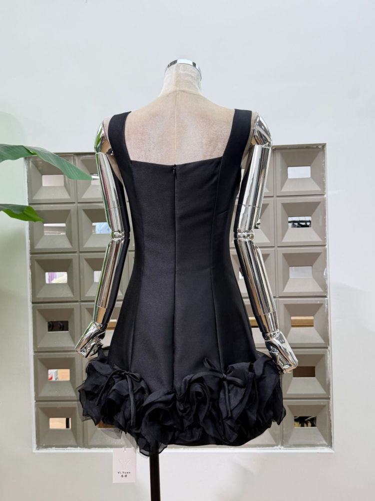 TWOTWINSTYLE Sleeveles Patchwork Mesh High Waist Designer Dress