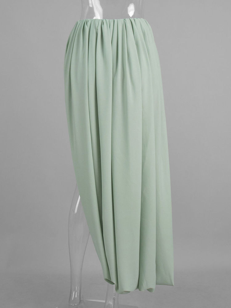 TWOTWINSTYLE Solid High Waist Side Split Ruched Fashion Skirt