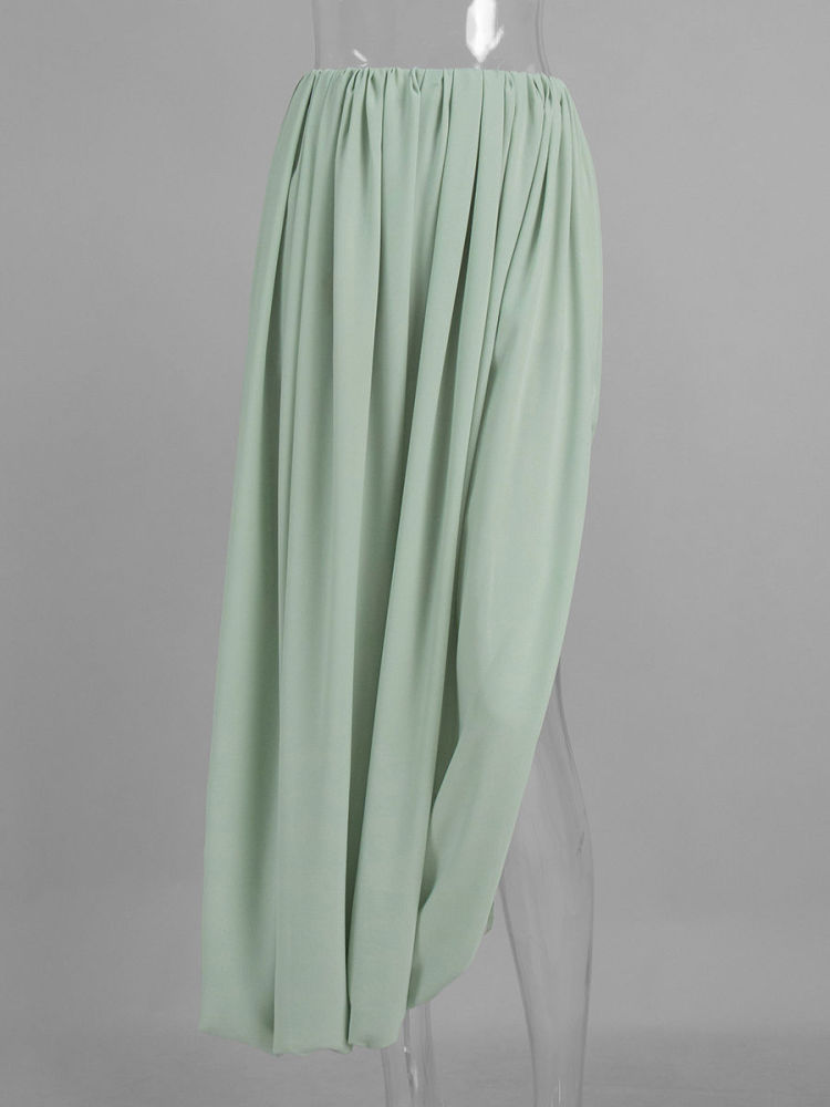 TWOTWINSTYLE Solid High Waist Side Split Ruched Fashion Skirt