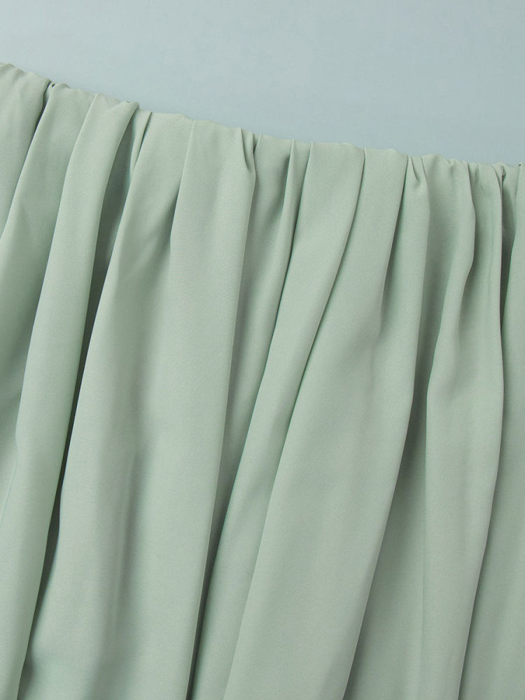 TWOTWINSTYLE Solid High Waist Side Split Ruched Fashion Skirt