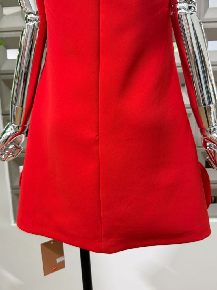 TWOTWINSTYLE Solid Spliced Bowknot And 3D Flower Elegant Dress