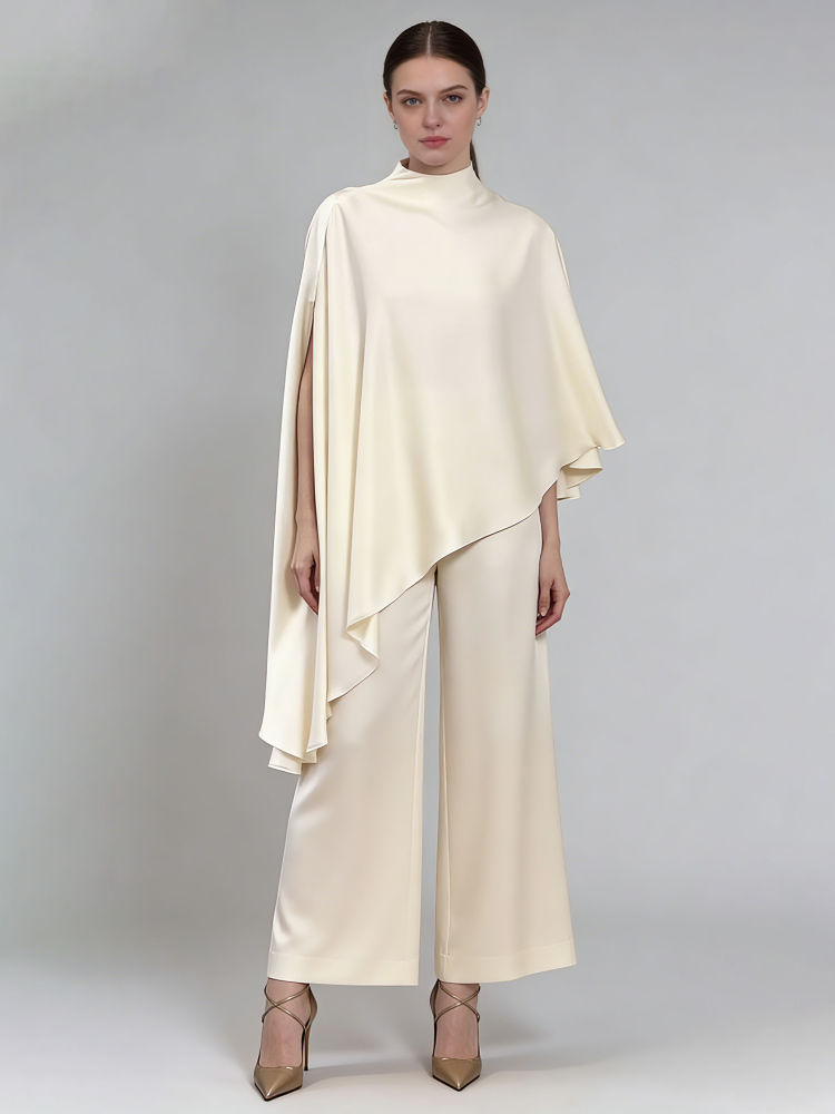 TWOTWINSTYLE Stand Collar Irregular Hem Top Loose Pants Vintage Set