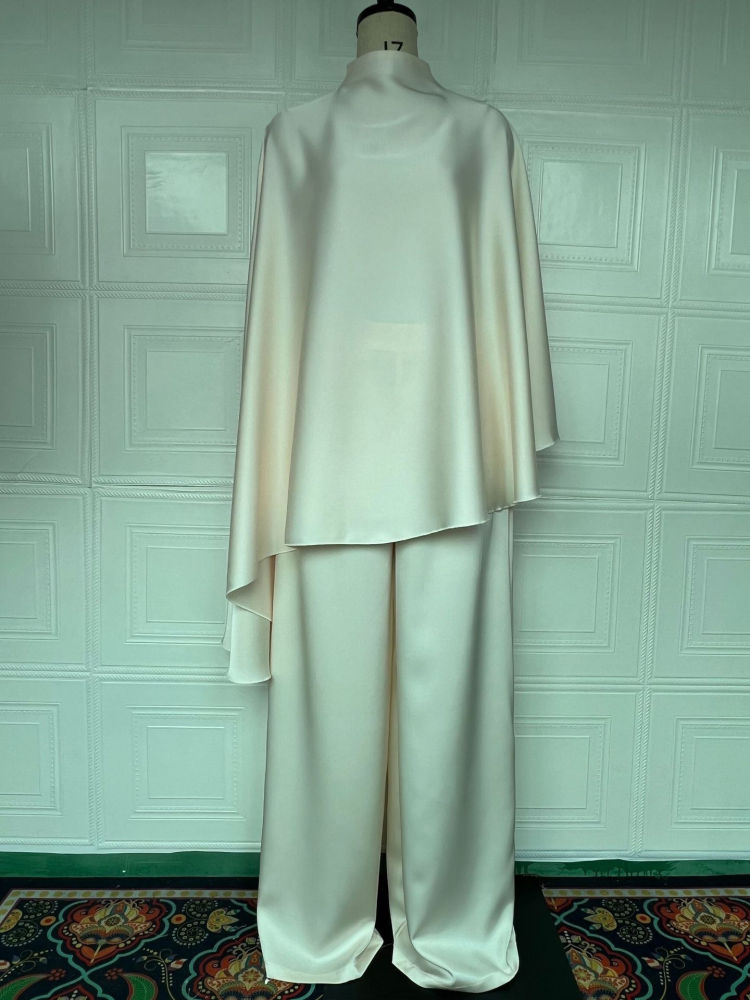 TWOTWINSTYLE Stand Collar Irregular Hem Top Loose Pants Vintage Set
