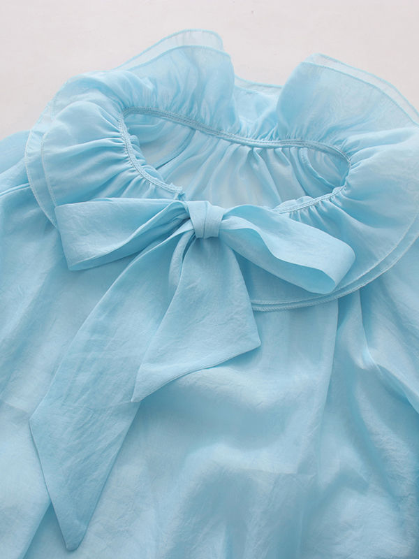 TWOTWINSTYLE Round Neck Patchwork Ruffles Designer Shirt