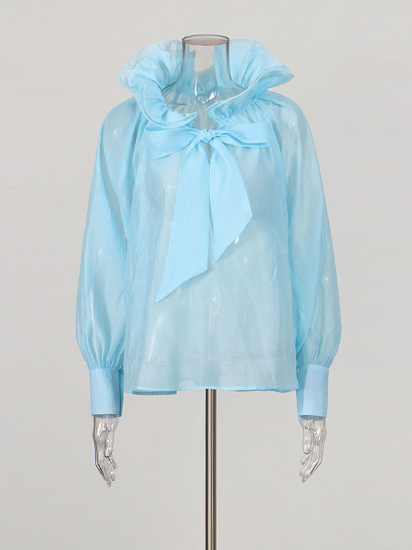 TWOTWINSTYLE Round Neck Patchwork Ruffles Designer Shirt