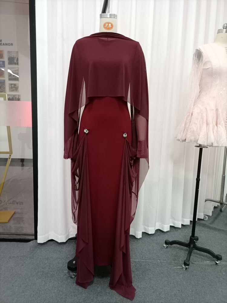 TWOTWINSTYLE Round Neck Long Sleeve Spliced Metal Mesh Fashion Dress