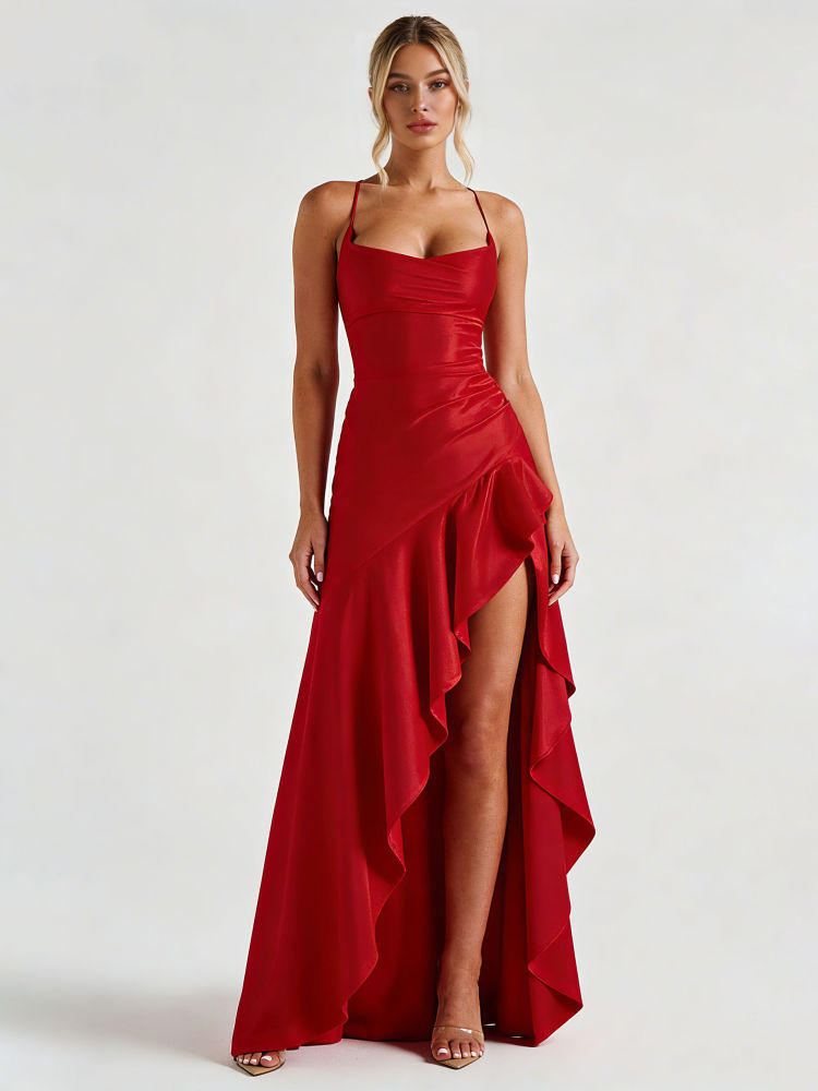TWOTWINSTYLE Solid Backless High Waist Irregular Hem Fashion Dress