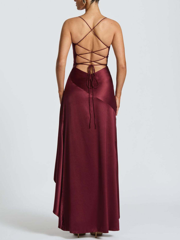 TWOTWINSTYLE Solid Backless High Waist Irregular Hem Fashion Dress
