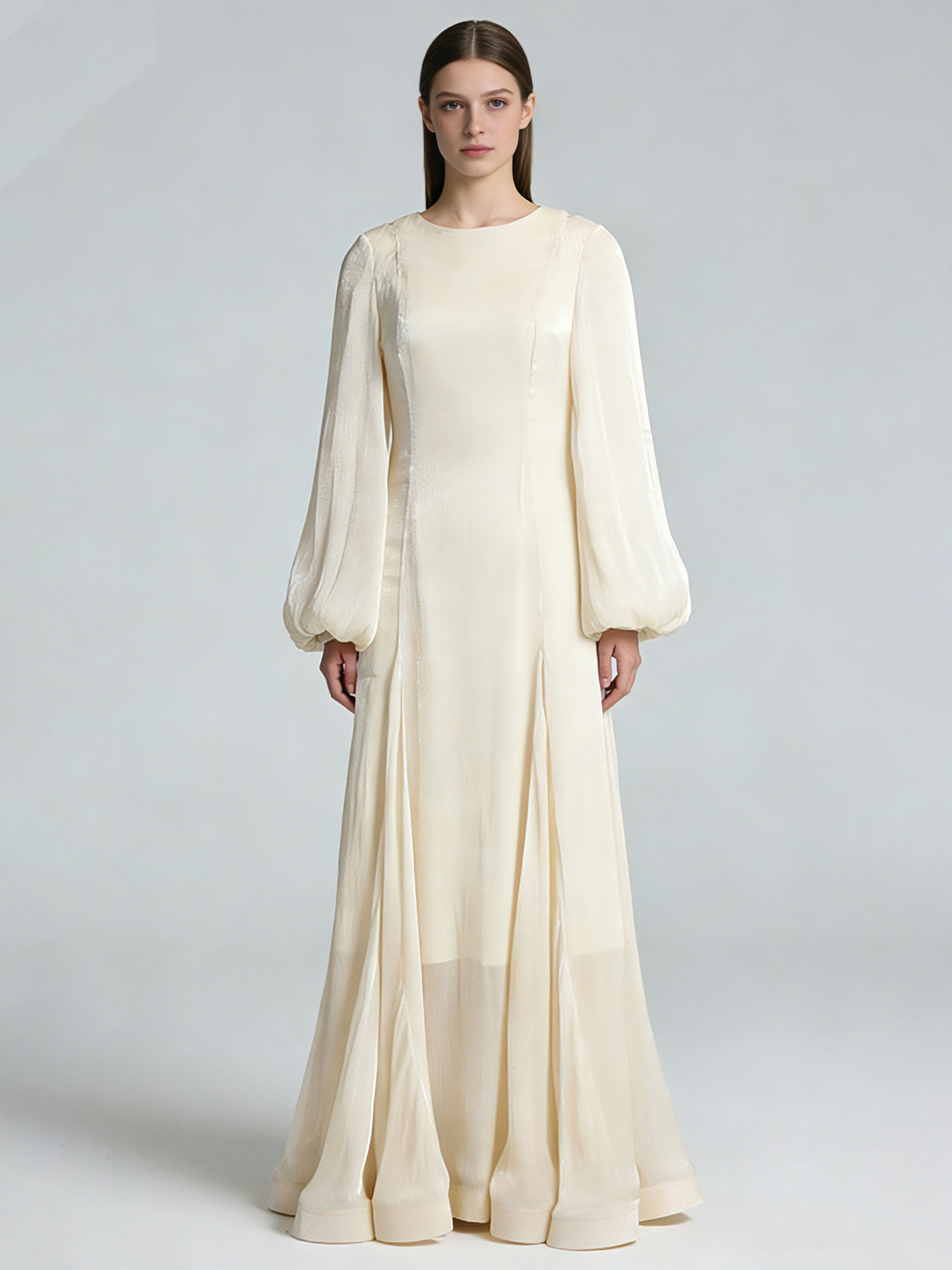 TWOTWINSTYLE Solid Round Neck Puff Sleeve Fashion Dress
