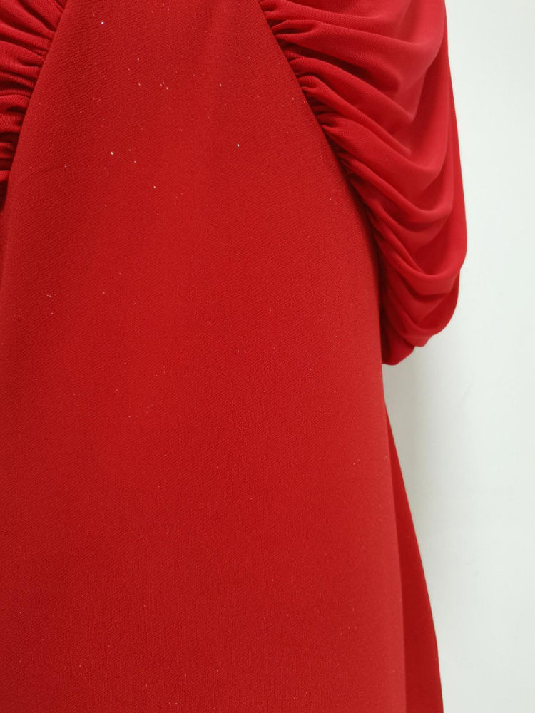 TWOTWINSTYLE Stand Collar Sleeveles Pleated Minimalist Dress