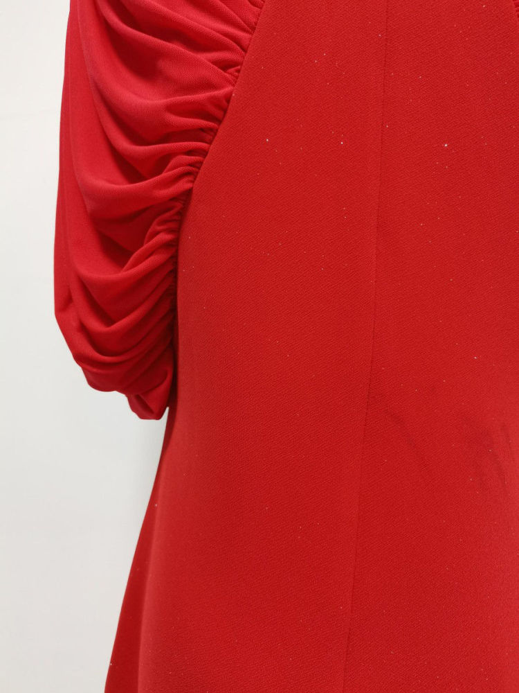 TWOTWINSTYLE Stand Collar Sleeveles Pleated Minimalist Dress