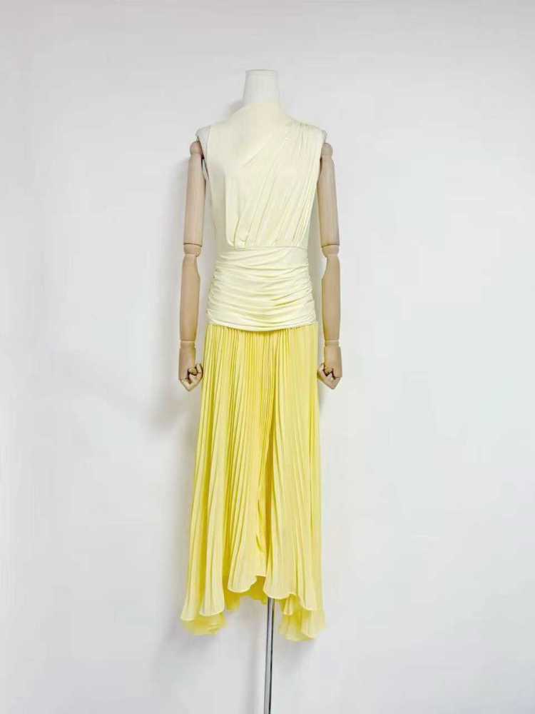 TWOTWINSTYLE Hit Color Sleeveless Tunic Pleated Maxi Dress