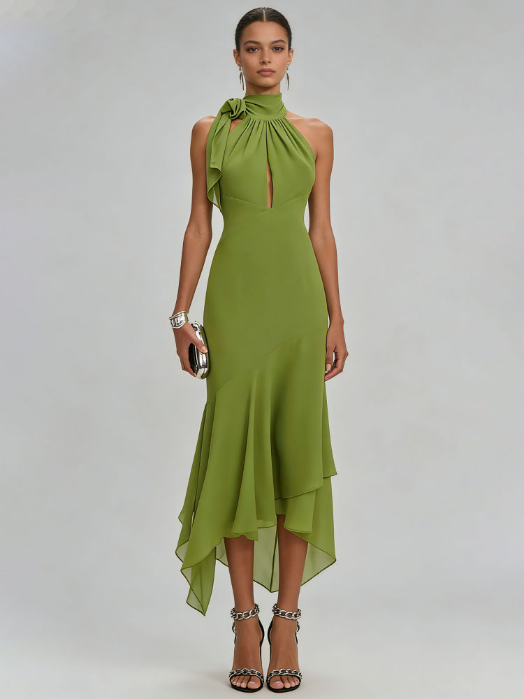 TWOTWINSTYLE Off Shoulder Hollow Out Irregular Hem Fashion Dress