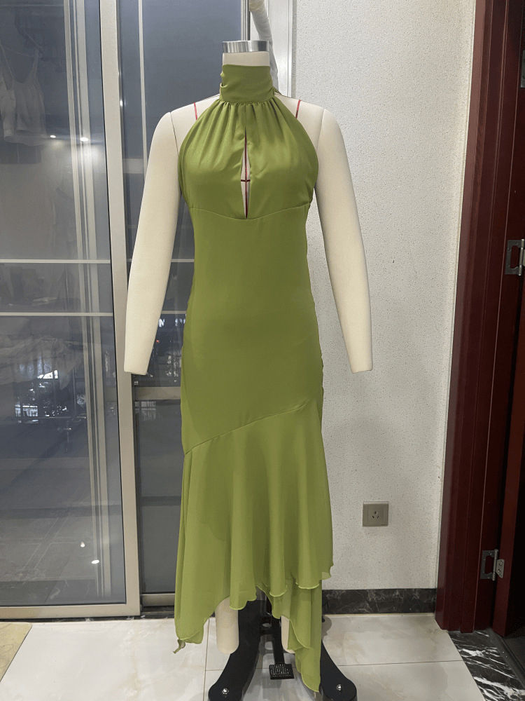 TWOTWINSTYLE Off Shoulder Hollow Out Irregular Hem Fashion Dress