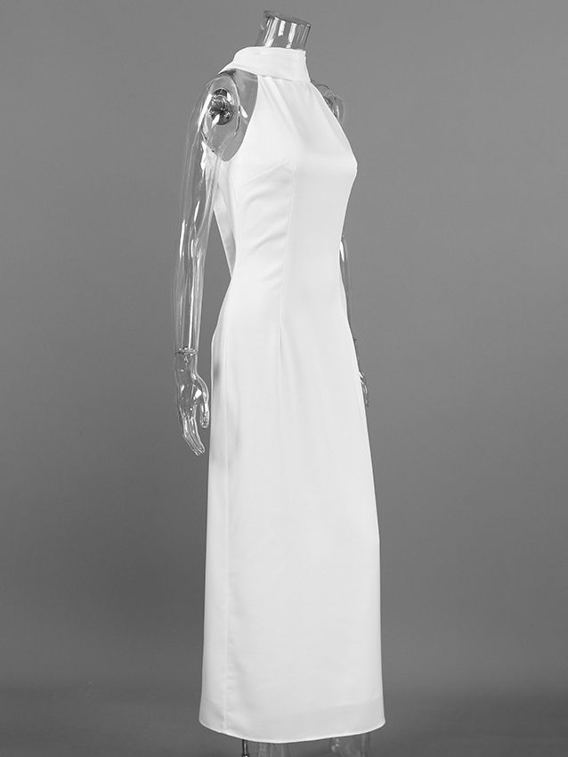 TWOTWINSTYLE Sleeveles High Waist Elegant Halter Neck Dress