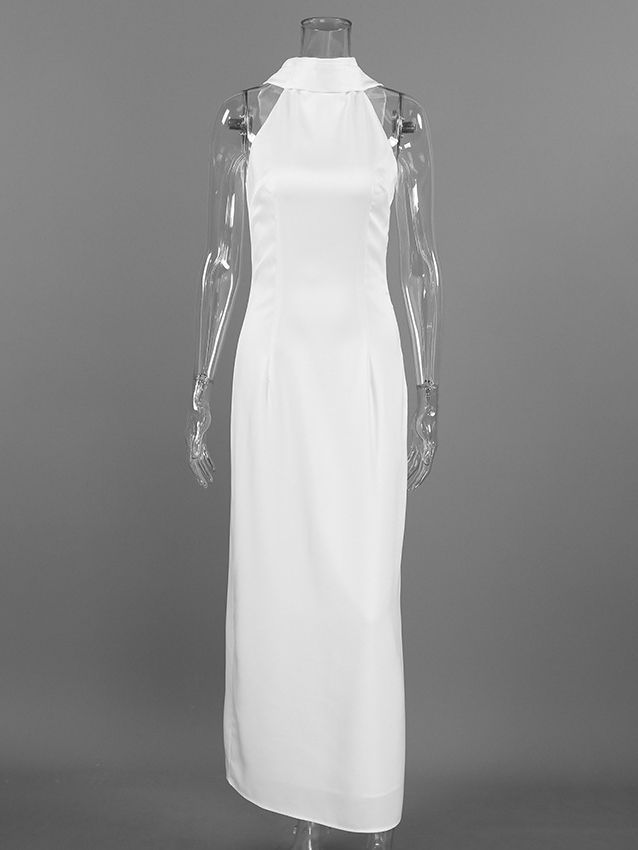 TWOTWINSTYLE Sleeveles High Waist Elegant Halter Neck Dress