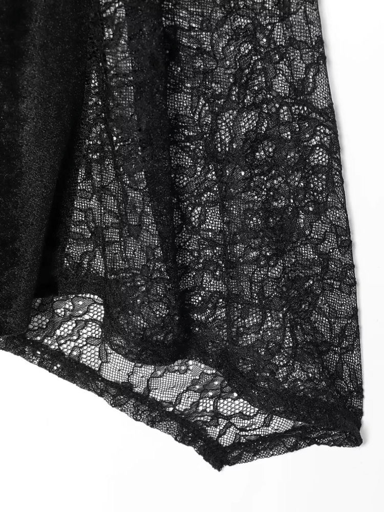 TWOTWINSTYLE Solid Sleeveles Patchwork Lace Elegant Dress