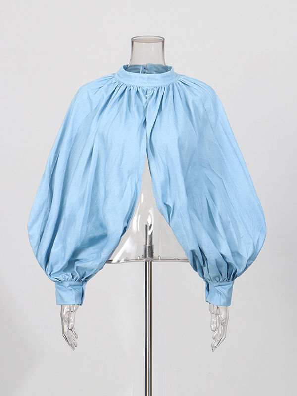 TWOTWINSTYLE Stand Collar Puff Sleeve Slit Fashion Jacket