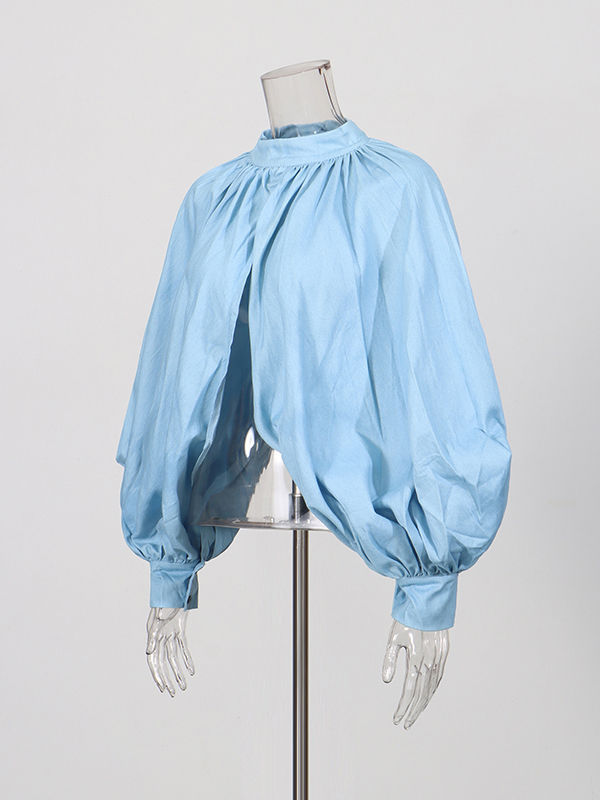 TWOTWINSTYLE Stand Collar Puff Sleeve Slit Fashion Jacket
