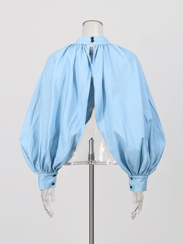 TWOTWINSTYLE Stand Collar Puff Sleeve Slit Fashion Jacket