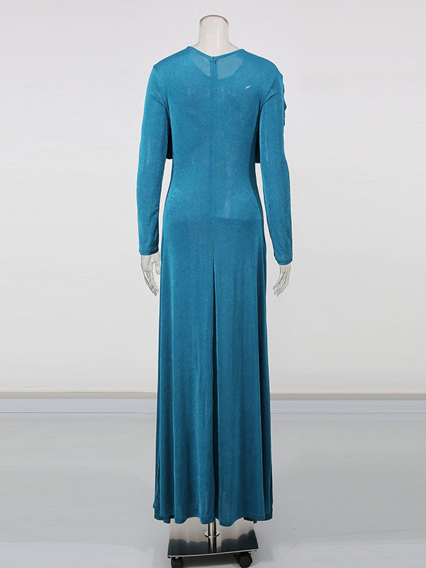 TWOTWINSTYLE Round Neck Long Sleeve Ruched Fashion Dress