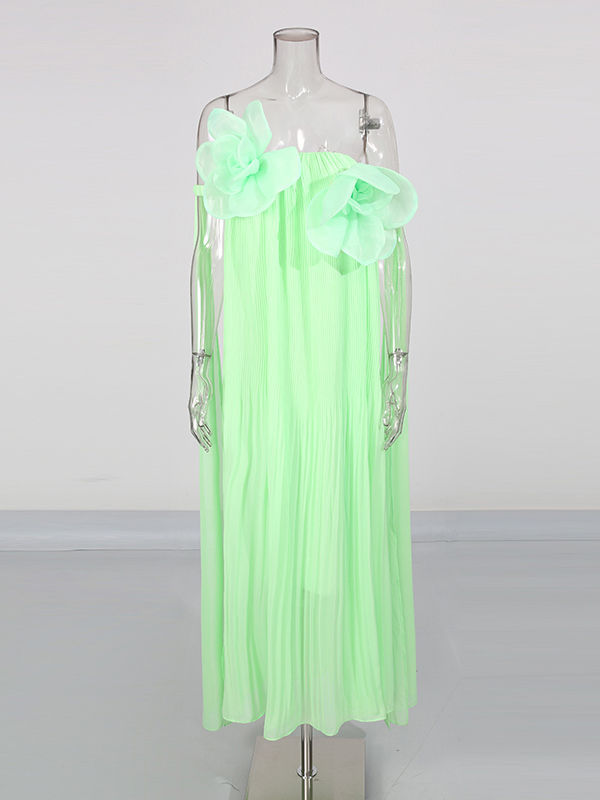 TWOTWINSTYLE Solid Sleeveles Spliced 3D Flower Elegant Dress