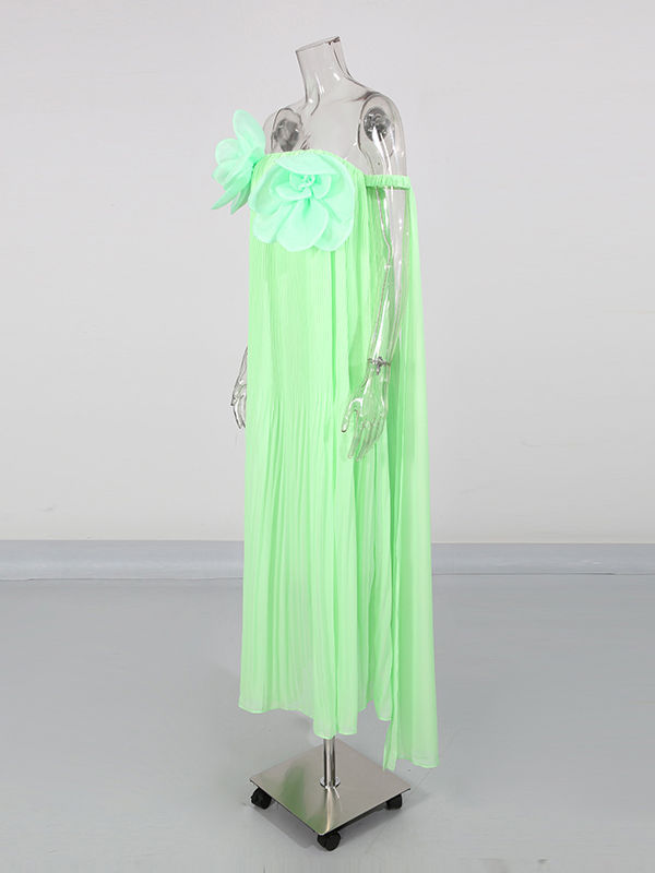 TWOTWINSTYLE Solid Sleeveles Spliced 3D Flower Elegant Dress