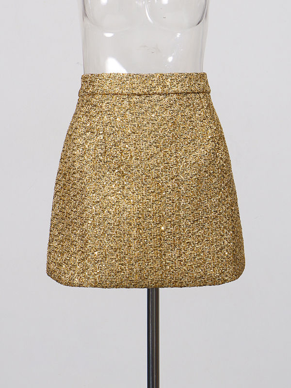 TWOTWINSTYLE Solid Loose Spliced Sequins Vintage Skirt