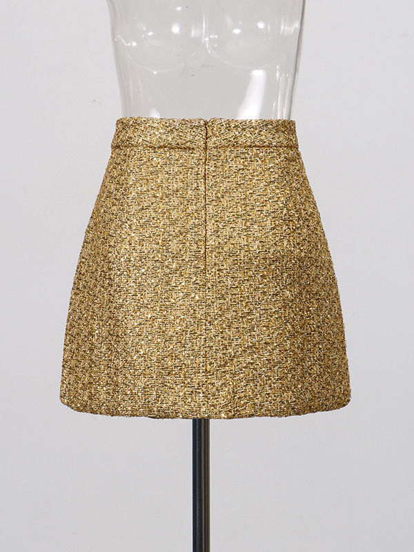 TWOTWINSTYLE Solid Loose Spliced Sequins Vintage Skirt