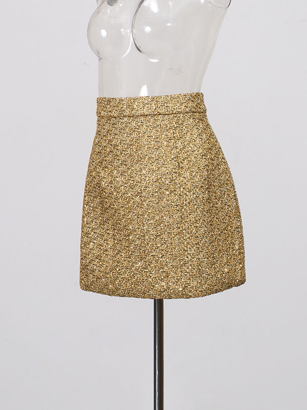 TWOTWINSTYLE Solid Loose Spliced Sequins Vintage Skirt