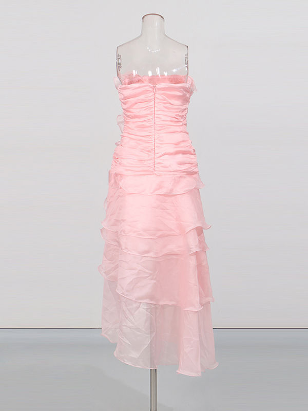 TWOTWINSTYLE Off Shoulder Patchwork Mesh Irregular Hem Dress