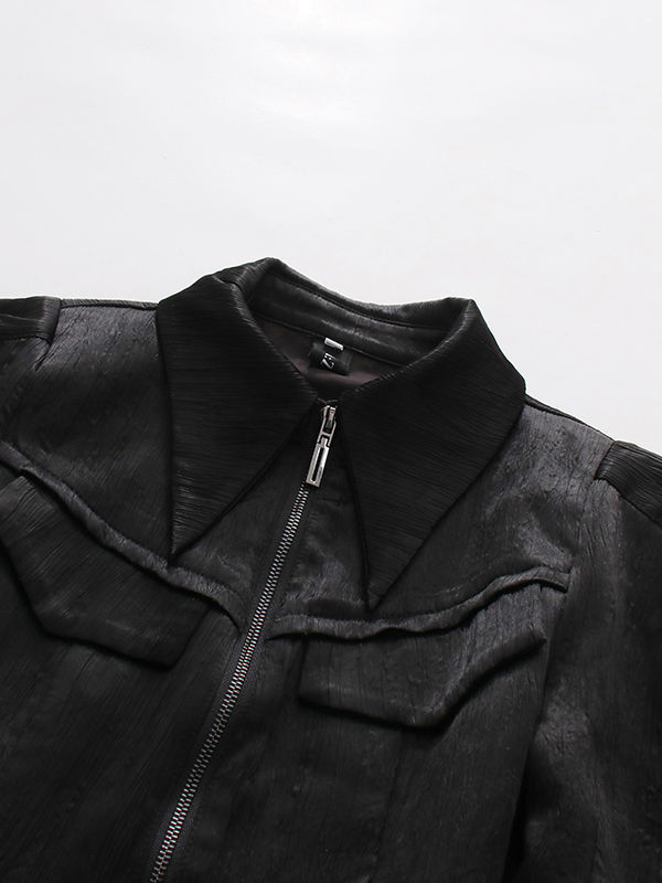TWOTWINSTYLE Solid Lapel Patchwork Belt Tunic Temperament Coat